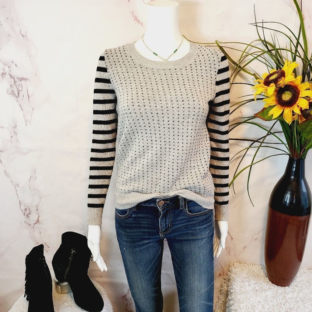 Madewell hearts with stripe sleeves cotton blend sweater - Picture 3 of 7